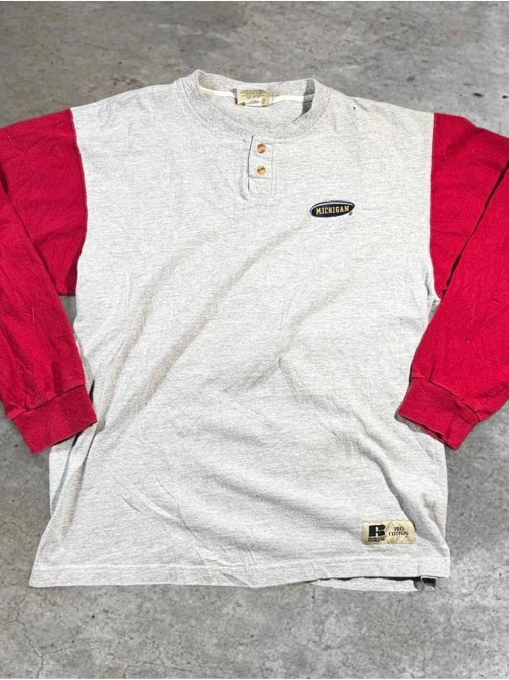 Vintage 90s Russell Athletics Michigan Henley Long sleeve Men’s XL